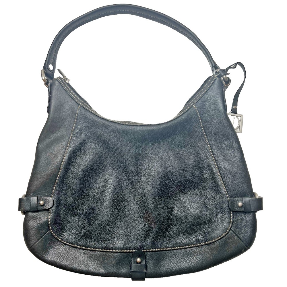 GIANI BERNINI Black Leather Hobo Shoulder Handbag
